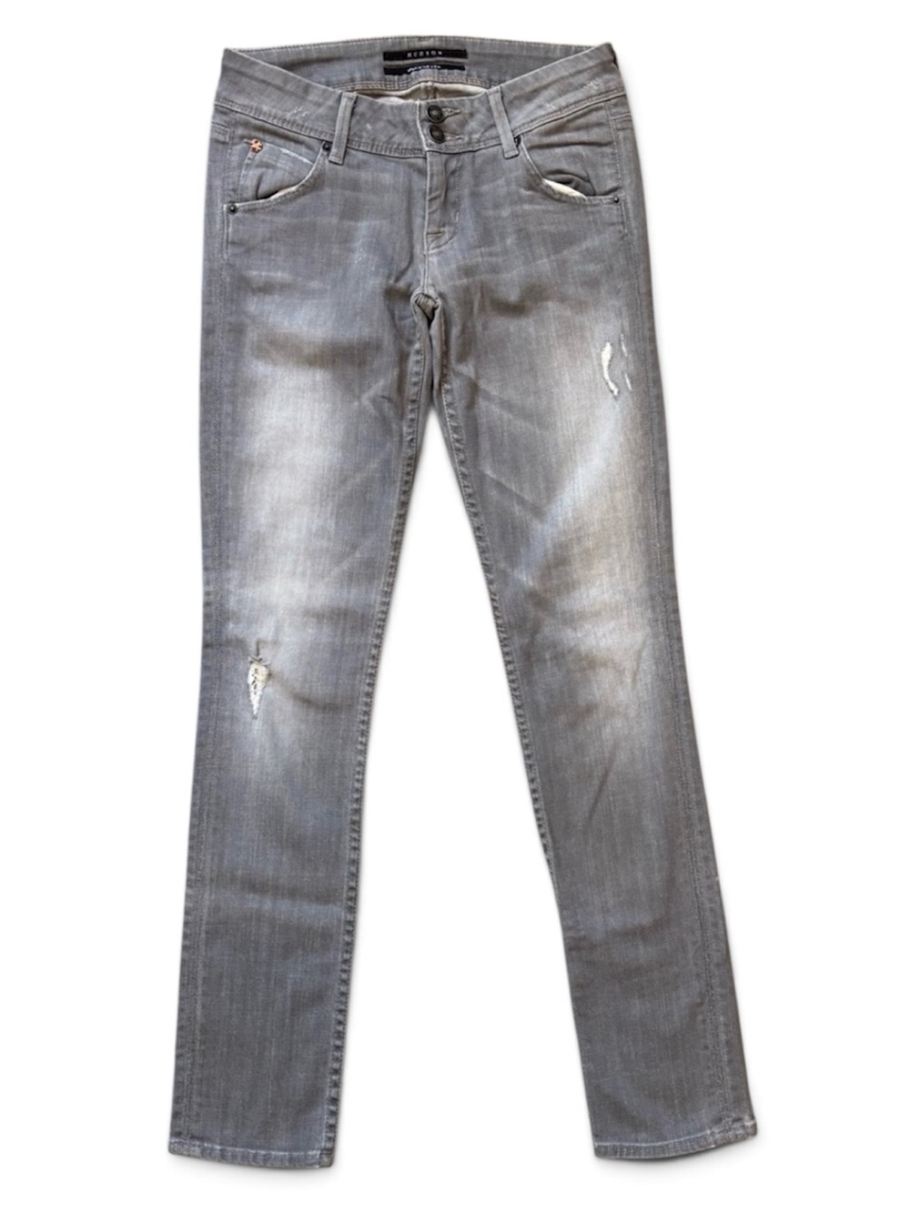 Hudson Gray Distressed Skinny Jeans Double Button Size 25